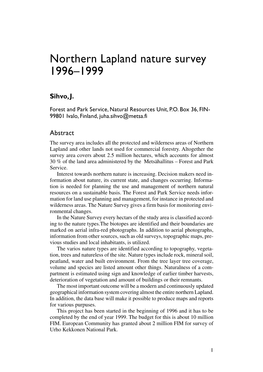 Northern Lapland Nature Survey 1996-1999