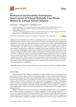 Mechanical and Durability Performance Improvement of Natural Hydraulic Lime-Based Mortars by Lithium Silicate Solution