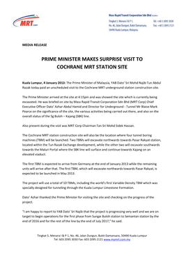 Prime Minister Makes Surprise Visit to Cochrane Mrt Station Site
