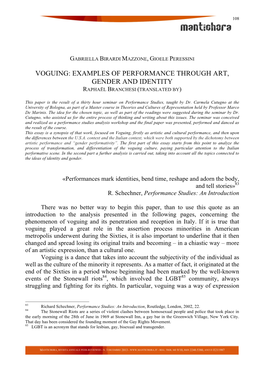 Voguing: Examples of Performance Through Art, Gender and Identity Raphaël Branchesi (Translated By)