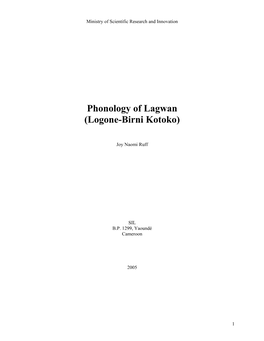 Phonology of Lagwan (Logone-Birni Kotoko)