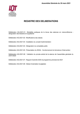 Registre Des Deliberations