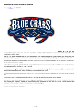Blue Crabs Get Routed by Ducks in Game One
