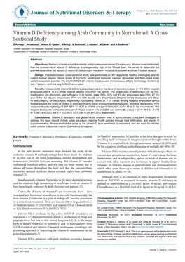 Vitamin D Deficiency Among Arab Community in North Israel