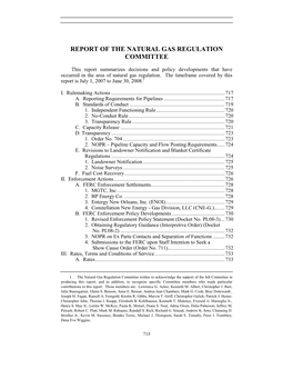 Report of the Natural Gas Regulation Committee