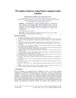 Waveplate Analyzer Using Binary Magneto-Optic Rotators