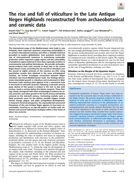 The Rise and Fall of Viticulture in the Late Antique Negev Highlands Reconstructed from Archaeobotanical and Ceramic Data