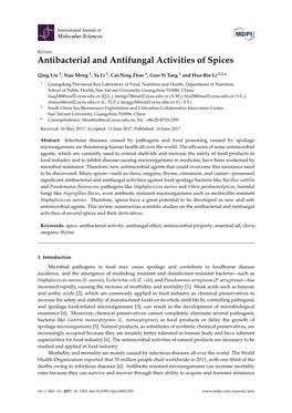 Antibacterial and Antifungal Activities of Spices