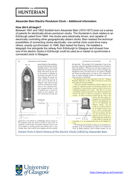 Alexander Bain Electric Pendulum Clock – Additional Information How