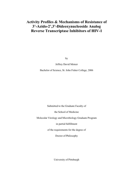 Azido-2',3'-Dideoxynucleoside Analog Reverse Transcriptase Inhibi