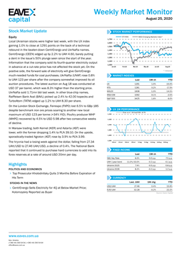 Weekly Market Monitor August 25, 2020