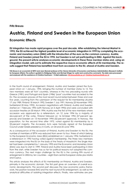 Austria, Finland and Sweden in the European Union