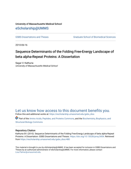 Sequence Determinants of the Folding Free-Energy Landscape of Beta Alpha-Repeat Proteins: a Dissertation