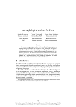 A Morphological Analyser for Kven