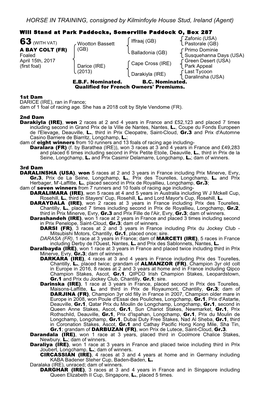 HORSE in TRAINING, Consigned by Kilminfoyle House Stud, Ireland (Agent)