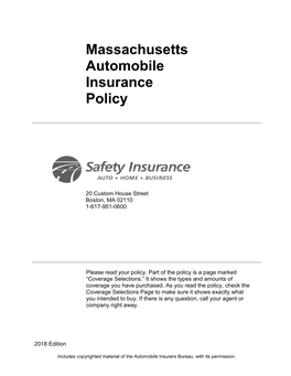 2018 MA Auto Policy Jacket Safety Insurance