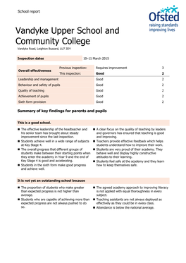 Vandyke Upper School and Community College Vandyke Road, Leighton Buzzard, LU7 3DY