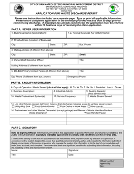 Waste Discharge Permit Application