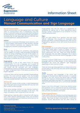 Language and Culture Manual Communication and Sign Language