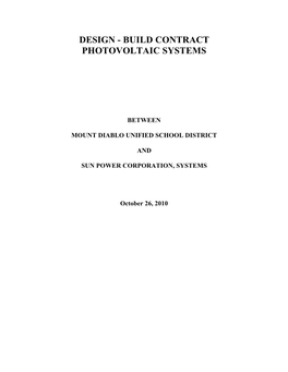 Design - Build Contract Photovoltaic Systems