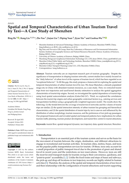 Spatial and Temporal Characteristics of Urban Tourism Travel by Taxi—A Case Study of Shenzhen