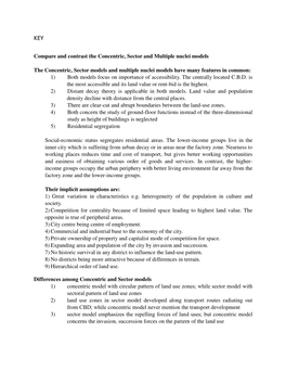 Compare and Contrast the Concentric, Sector and Multiple Nuclei Models