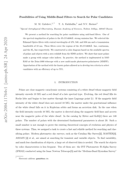 Arxiv:2004.11764V1 [Astro-Ph.SR] 24 Apr 2020 * Yclrcaatrsisi Esfeun.Too Hmae T T and Telescope[5] Are: Newton Them Isaac of the Two Using Conducted Frequent