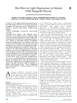 The Effect of Light Deprivation in Patients with Stargardt Disease