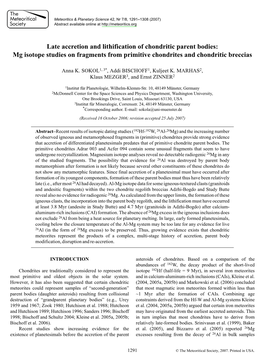 Late Accretion and Lithification of Chondritic Parent Bodies: Mg Isotope Studies on Fragments from Primitive Chondrites and Chondritic Breccias