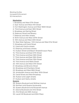 Blocking the Box Increased Enforcement 50 Intersections