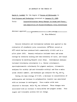 Interrelationships Among Changes in Flavor and Aroma, and Composition