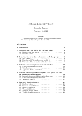 Rational Homotopy Theory