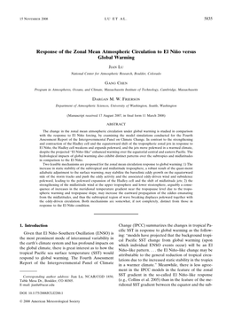 Response of the Zonal Mean Atmospheric Circulation to El Niño Versus Global Warming