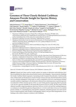 Genomes of Three Closely Related Caribbean Amazons Provide Insight for Species History and Conservation