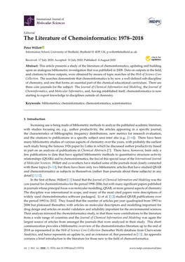 The Literature of Chemoinformatics: 1978–2018