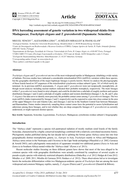 DNA Barcoding Assessment of Genetic Variation in Two Widespread Skinks from Madagascar, Trachylepis Elegans and T