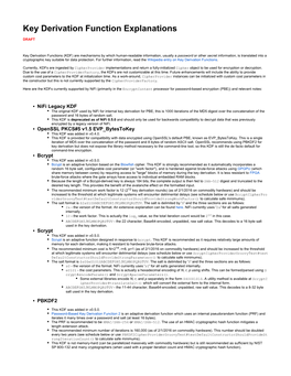 Key Derivation Function Explanations