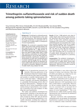 Trimethoprim–Sulfamethoxazole and Risk of Sudden Death Among Patients Taking Spironolactone