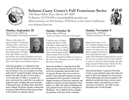 Solanus Casey Center's Fall Franciscan Series