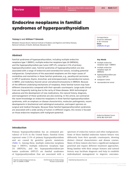 Endocrine Neoplasms in Familial Syndromes of Hyperparathyroidism