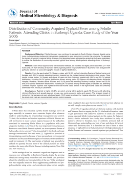 Distribution of Community Acquired Typhoid Fever Among Febrile