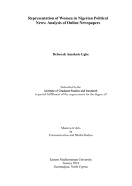 Representation of Women in Nigerian Political News: Analysis of Online Newspapers