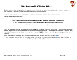 BUCS Sport Specific Affiliations 2021-22 0.30MB