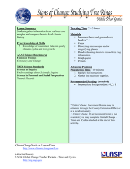 Signs of Change: Studying Tree Rings
