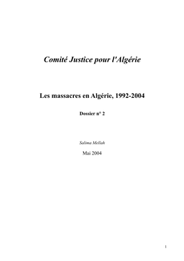 Les Massacres En Algérie, 1992-2004