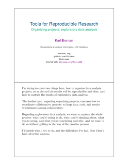 Tools for Reproducible Research Organizing Projects; Exploratory Data Analysis