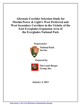 Alternate Corridor Selection Study for Florida Power & Light's West