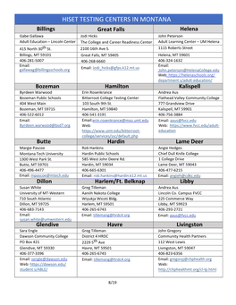 HISET Testing Centers in Montana