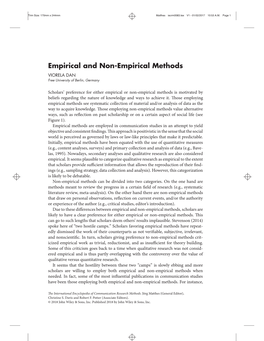 Empirical and Non-Empirical Methods VIORELA DAN Free University of Berlin, Germany