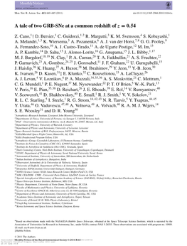 A Tale of Two Grbsne at a Common Redshift of Z0.54